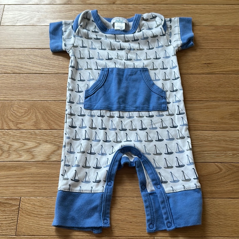 Feather baby sailboat romper